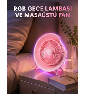 Northcity Gece Lambalı Masaüstü Fan RGB Renk Değiştiren Dekoratif Vantilatör ve Aydınlatma