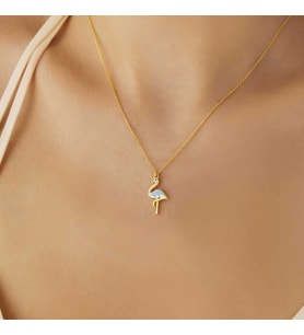 Gümüş Gold Flamingo Kadın Kolye