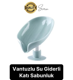 Vantuzlu Su Tutmaz Giderli Katı Sabunluk Süngerlik Tezgah Üstü Pratik Dekoratif Şık Tutunabilen