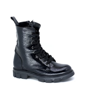 Trendyshose 03535 Rahat Kaymaz Taban Kadın Bot (Parlak Siyah)
