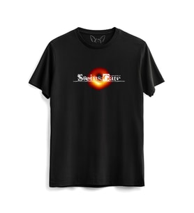 Steins;Gate Tasarımlı Resimli Baskılı Siyah Tshirt