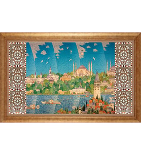 EV İŞYERİ OFİS İÇİN ALTIN ÇERÇEVELİ PASPARTULU TABLO S149