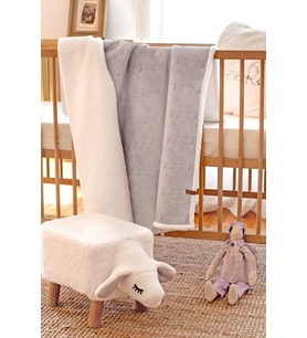 Fluffy Bebek Battaniyesi 80x100 Solid Gri Kundak Puset Çift Taraflı Koyun Tüyü Battaniye 100x80