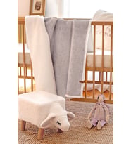 Fluffy Bebek Battaniyesi 80x100 Solid Gri Kundak Puset Çift Taraflı Koyun Tüyü Battaniye 100x80