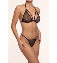 Siyah Boyundan Bağlamalı File Bralet ve T-String Fantazi Takım TM1482