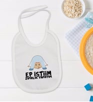 BK Kids Ep İsterim Zıpırlık Tasarımlı Beyaz Bebek Mama Önlüğü-1