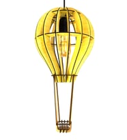 Çocuk Genç Odası İçin Doğal Ahşap Mdf 3D Puzzle Lazer Kesim Uçan Balon Avize (Bej)
