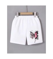 Beli Lastikli Baskılı Mini Şort - Beyaz