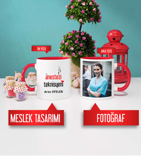 Anestezi Teknikerine Hediye Anestezi Teknikeri Kupa Bardak Kırmızı Fotoğraflı