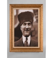 Altın Varaklı Paspartulu Çerçeveli Atatürk Tablo sd543