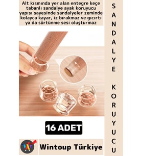 #SandalyeKoruyucu İz Bırakmaz Keçe Esnek Şeffaf Silikon Yuvarlak Kare Sandalye Ayak Koruyucu 16 Adet