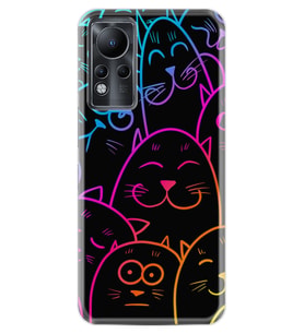INFINIX Note 11 Pro Note 10 Hot 9 Play Kılıf Desemli Silikon Neon Cats 1790