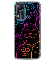 INFINIX Note 11 Pro Note 10 Hot 9 Play Kılıf Desemli Silikon Neon Cats 1790