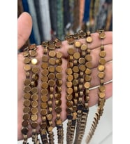 Hematit Taşı Oval Kesim Parlak Kahverengi 8mm Doğal Taş Dizi