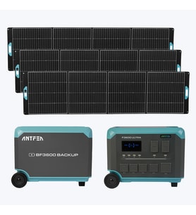 ANTFEA F3600 Ultra + BF3600 Backup + 3 adet 400W Güneş Paneli [ 3.6 kW / 7.6 kWh / 1.2 kW ]