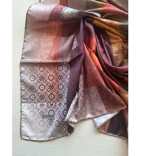 İpekal Trend Dijital Baskı  Batik Dikdörtgen Desenli Royan Eşarp Desen 4 Renk 8