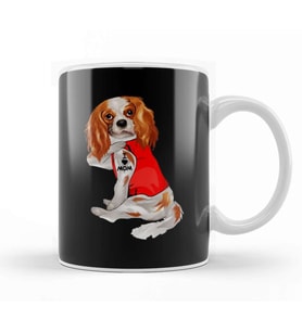 Funny Cavalier King Charles Spaniel Dog I Love Mom Tattoo Kupa Bardak Porselen