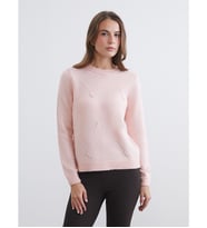 LCW Comfort Pembe Bisiklet Yaka İnci İşlemeli Kadın Triko Kazak