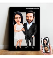 Kişiye Özel Sevgili Karikatür Ahşap Tablo - mx2