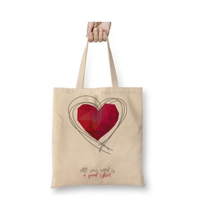 All You Need Sevgililer Günü Sevgiliye Hediye Beyaz Bez Çanta Uzun Saplı Alışveriş Çantası