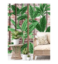 Dreamwall Tuğla Ve Tropik Ağaçlı Duvar Desenli Sağlıklı Tekstil Duvar Kağıdı (Çok Renkli)