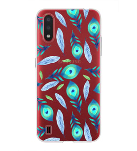 PrintiFy Samsung Galaxy A01 ile Uyumlu 1mm Slim Fit Nazar Boncuğu 3 Baskılı Şeffaf  Kılıf