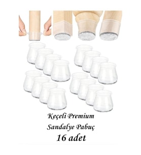 Orta Boy 16 Adet 2 Cm-3cm Keçeli Silikon Masa Sandalye Pabuç Sandalye Kaydırmaz Zemin Koruyucu
