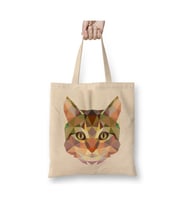 Geometric Animal Cat Kedi Kittens Beyaz Bez Çanta Uzun Saplı Alışveriş Çantası Plaj Çantası