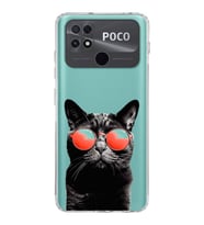 PrintiFy Xiaomi Poco C40 ile Uyumlu 1mm Slim Fit Kedi 3 050d Baskılı Şeffaf  Kılıf