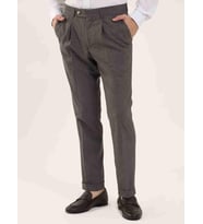 Dufy Kahverengi Erkek Slim Fit Melanj Desenli Klasik Pantolon - 97655