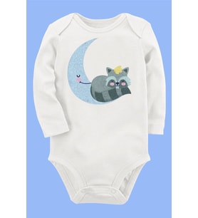 Organik Baskılı Pamuklu Unisex Bebek Body UZUNE181