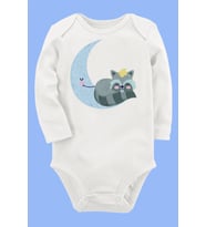 Organik Baskılı Pamuklu Unisex Bebek Body UZUNE181