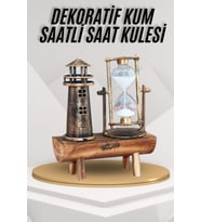 Deniz Feneri Kum Saati Ahşap Görünümlü Tarz Biblo - Lisinya