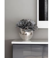 Işıltı Home Desing Aynalı yuvarlak orta  boy cam vazo gri