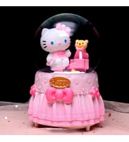 Hello Kitty Happy Temalı Orta Boy Işıklı Müzikli Kar Küresi