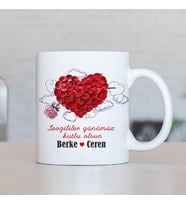 Kişiye Özel Romantik Tasarımlı Kişiye Özel Bardak