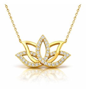 Gümüş Gold Lotus Çiçeği Kadın Kolye