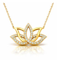 Gümüş Gold Lotus Çiçeği Kadın Kolye