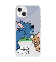 Iphone 14 Uyumlu Tom ve Jerry Tasarımlı Şeffaf Telefon Kılıfı