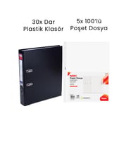 30 Adet Dar Klasör 5 Adet Noki 100'lü Poşet Dosya Ofis Seti