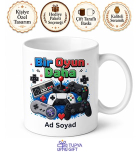 Joystick Temalı Özel Tasarım Baskılı Kupa Bardak Gamer Hediye Porselen Mug