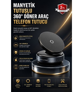 Vakumlu Vantuzlu Manyetik Telefon Tutucu 360° Döner Stand