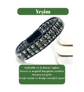 Sertifikalı Yeşim Disk Model Doğal Taş Erkek Bileklik Kilitli Kapama