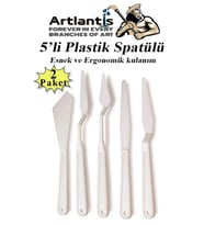 Plastik Spatül 5 Li Set Resim Ve Heykel Plastik Spatula Esnek Plastik Palet Bıçağı 2 Paket (Beyaz)