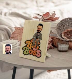 BK Gift Kişiye Özel Erkek Big Boss Karikatürlü Dekoratif Ahşap Çerçeve Model 3