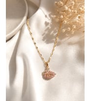 Paslanmaz Çelik Gold Pembe Kuğu Kolye