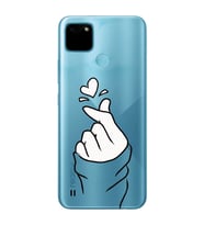 Realme C21Y/C25Y Uyumlu Kalp Desenli Şeffaf Telefon Kılıfı