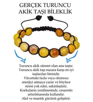 Sertifikalı Damarlı Ham Işlenmemiş Turuncu Akik Taşı Bileklik - Makrome (Çok Renkli)