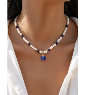 Lapis Lazuli Taşı ve Deniz Kabuğu Yaz Kolyesi