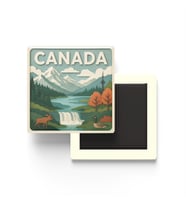 Kanada - Canada - Paper Cut Art - Baskılı Buzdolap Magneti Kare - 9x9 cm